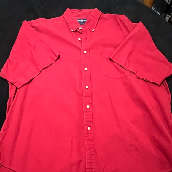 RALPH LAUREN BLAIRE RED SHORT SLEEVE BUTTON DOWN XXL - Picture 1 of 3